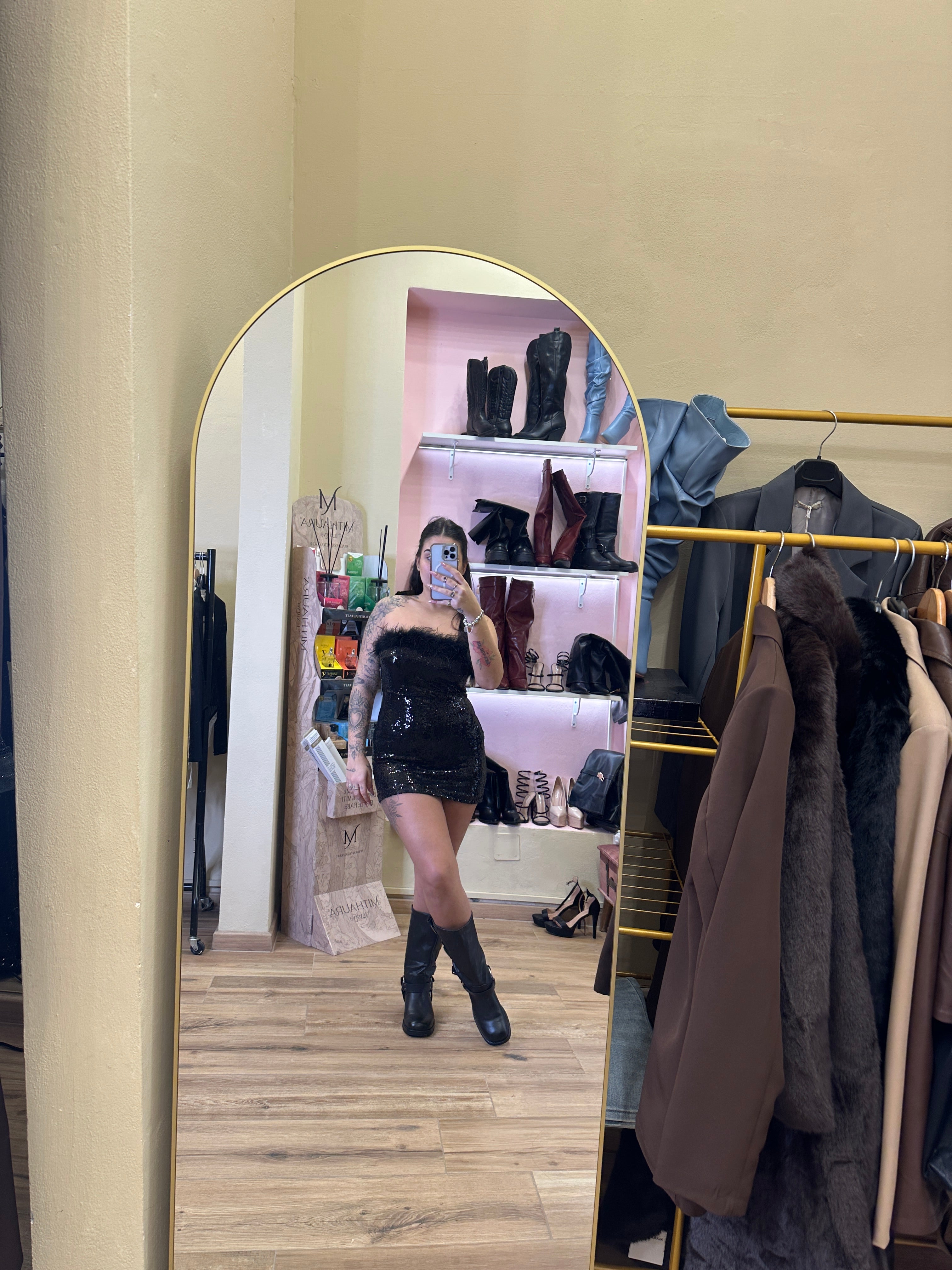 Vestitino paillettes piume