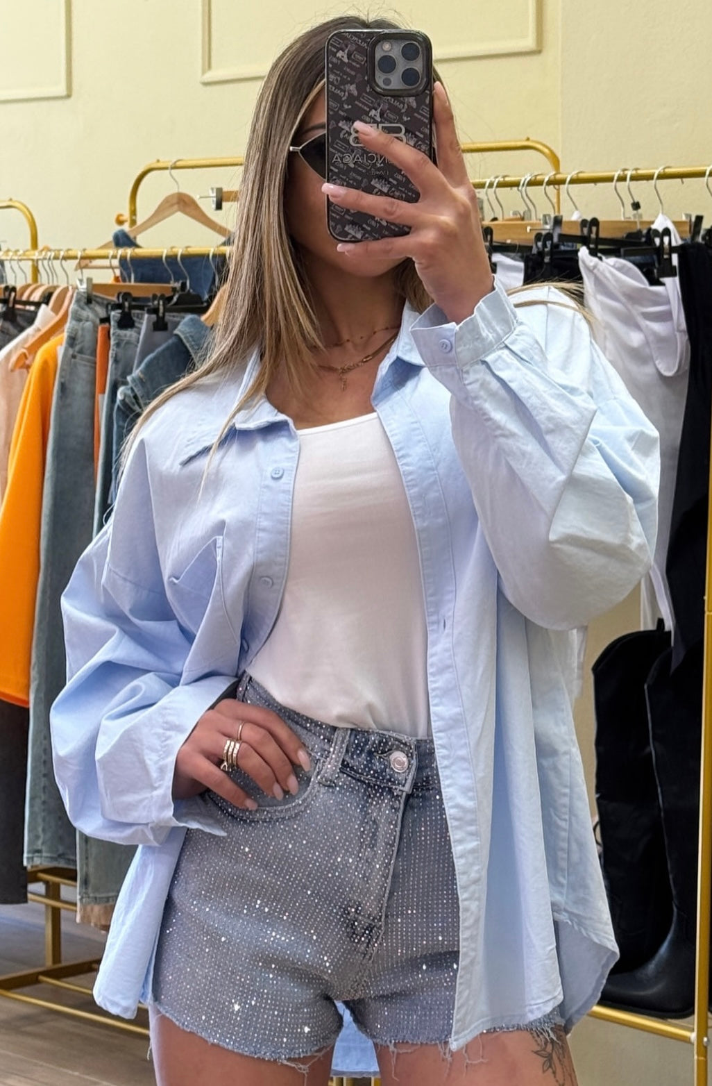 Maxi camicia con canotta