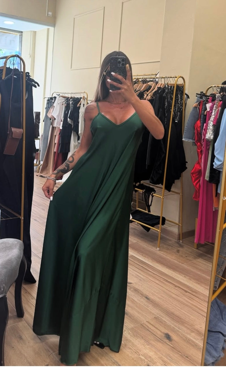 Vestito raso lungo